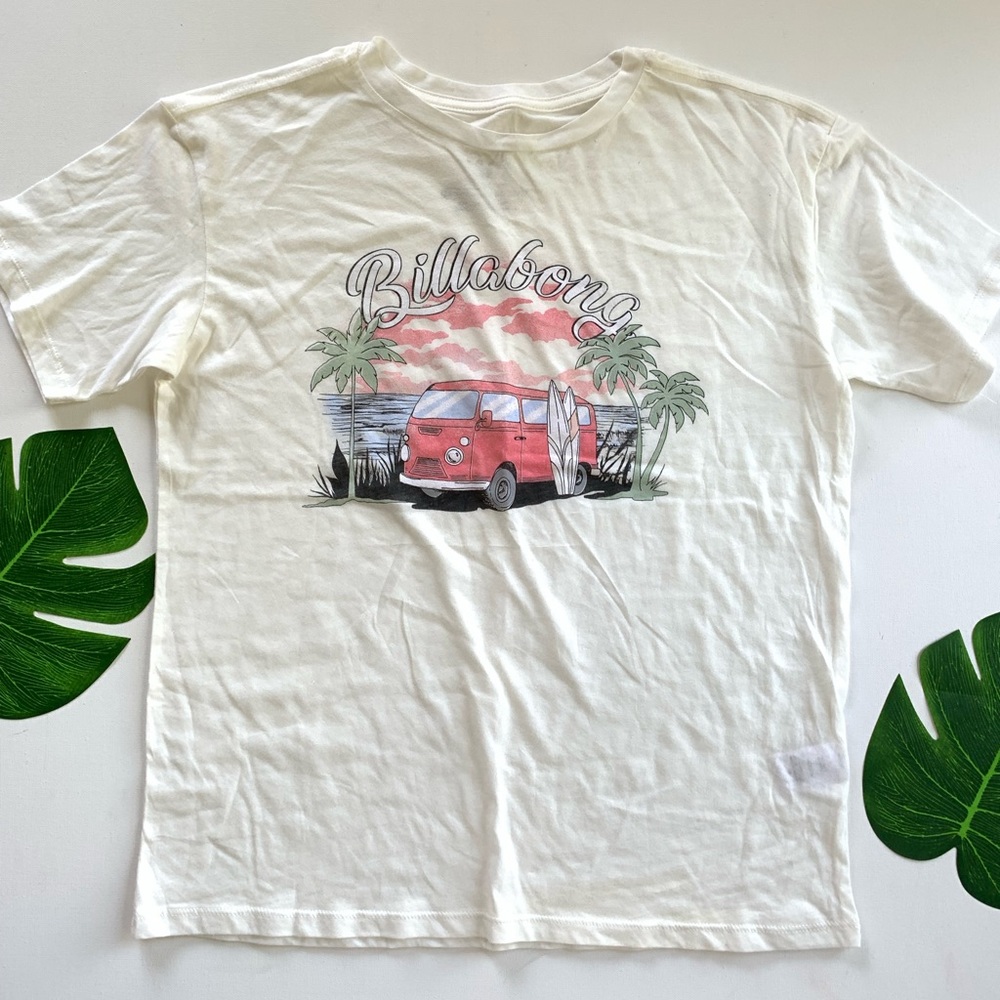 Roxy Cream Short Sleeve Tee with Red Graphic